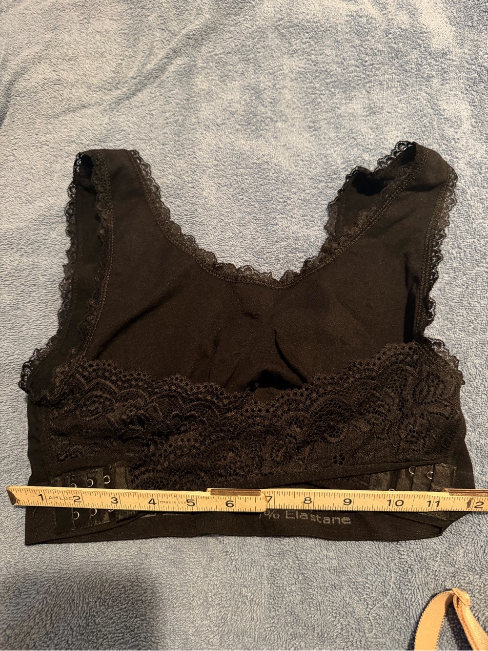 Two Lace Trim Wireless Bralettes tan and black - Women Intimates